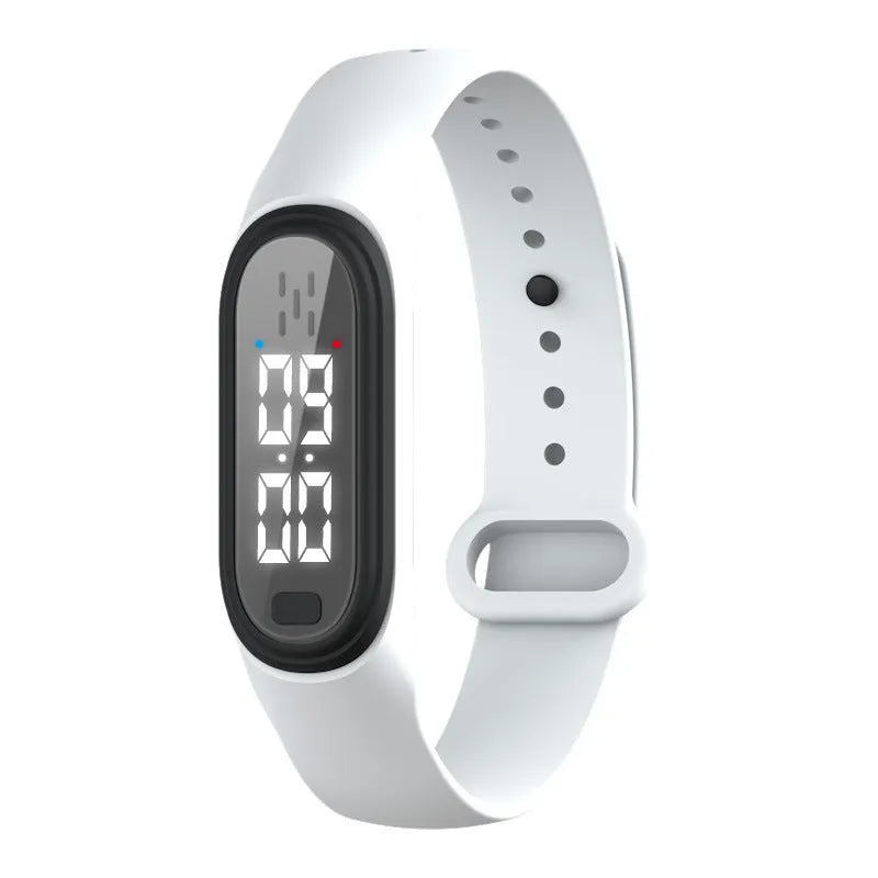 Ultrasonic electronic mosquito repellent watch device in black, white, blue, or pink colours for outdoor insect protection