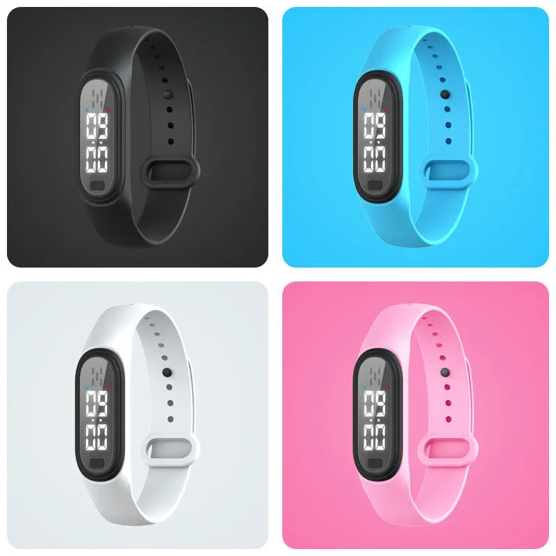 Ultrasonic electronic mosquito repellent watch device in black, white, blue, or pink colours for outdoor insect protection