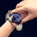 Electronic casual watch with digital display and blue light feature in black or white colour