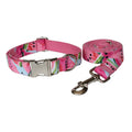 Watermelon Pet Supplies dog collar and leash set with flower pattern and bow knot in polyester, size M