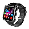 Children's smartwatch with colourful sporty silicone strap showing touch screen display and camera.