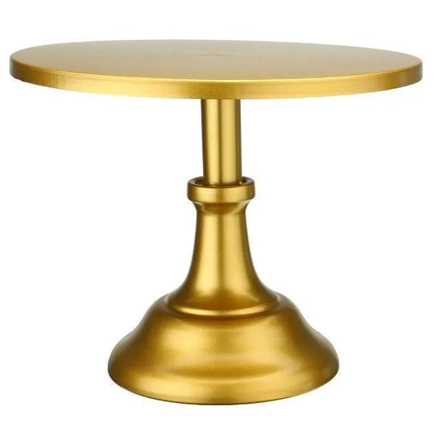 10 inch dessert high tray cake tray in black on a table with cakes and pastries displayed at raised height