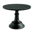 10 inch dessert high tray cake tray in black on a table with cakes and pastries displayed at raised height