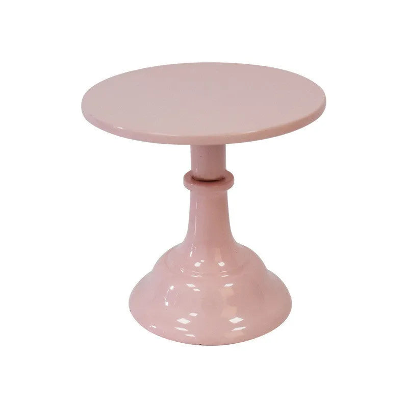 10 inch dessert high tray cake tray in black on a table with cakes and pastries displayed at raised height