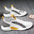Pair of breathable net lace-up casual sports shoes in black, white, and yellow colour options