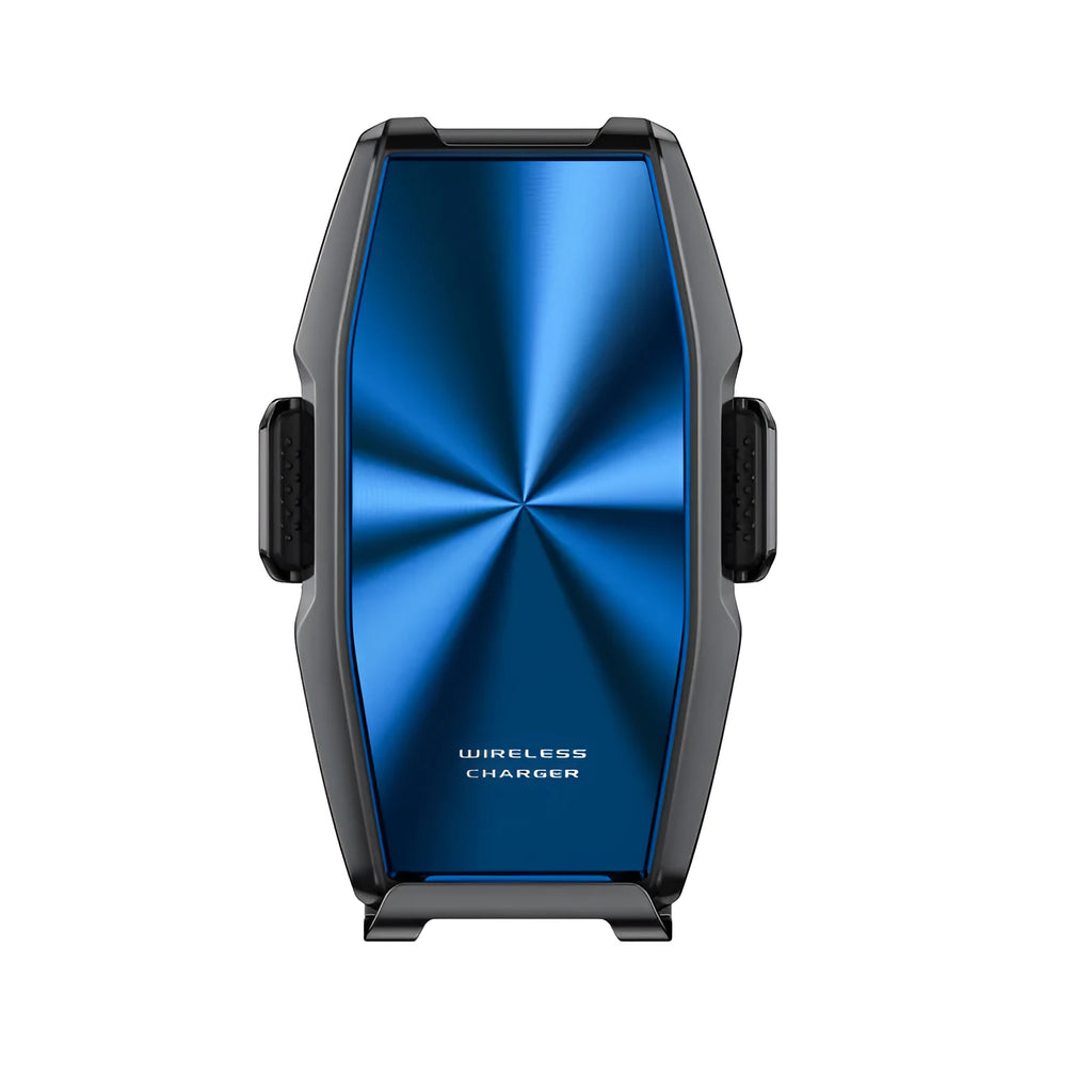 Blue car wireless charger phone holder with 1500mA charging current and status indicator