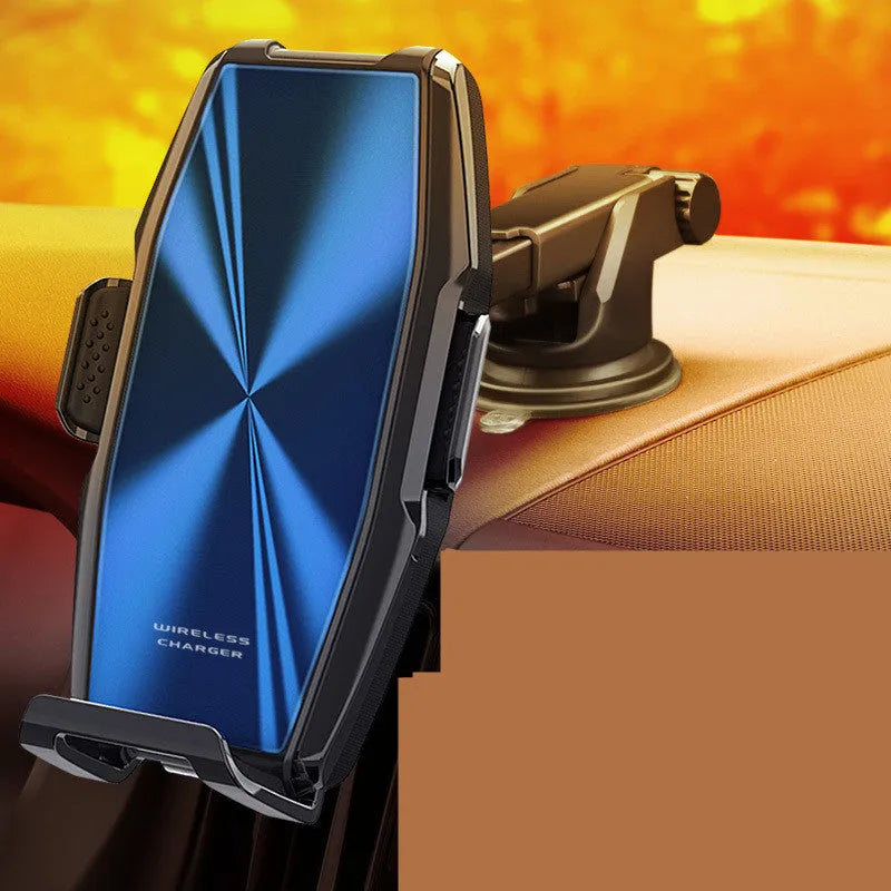 Blue car wireless charger phone holder with 1500mA charging current and status indicator
