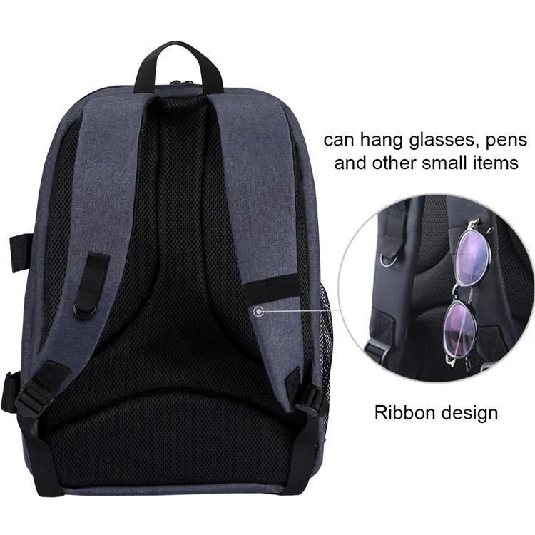 Black cotton photography mountaineering backpack with 20 litre capacity and 14 inch laptop fit
