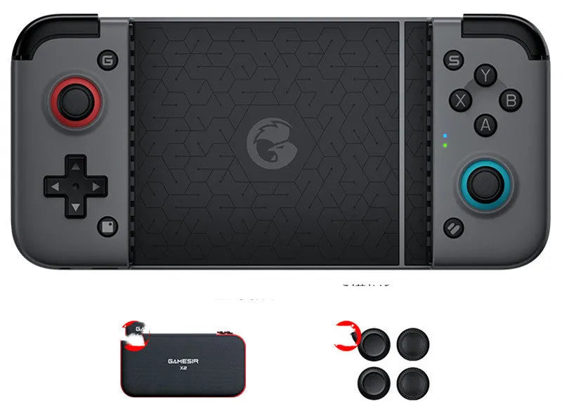 Gaze Chicks X2 Switch-style game controller for Android phones with telescopic bracket extended