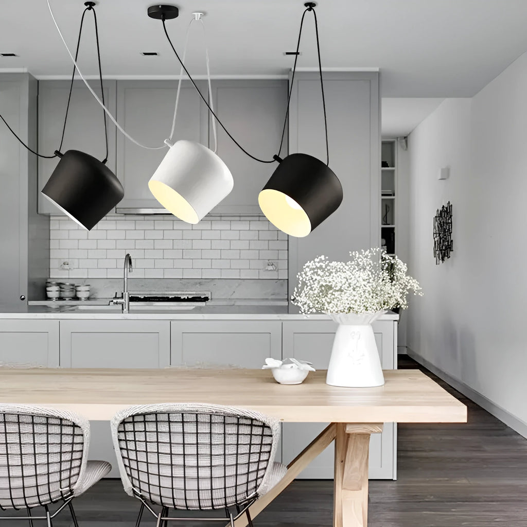 Modern LED fishing line chandelier aluminium alloy black finish with bulb for restaurant or home