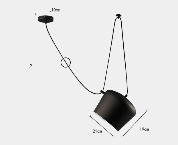Modern LED fishing line chandelier aluminium alloy black finish with bulb for restaurant or home