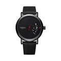 Men's turntable dial watch with metal case, analogue and digital display, and pin buckle strap