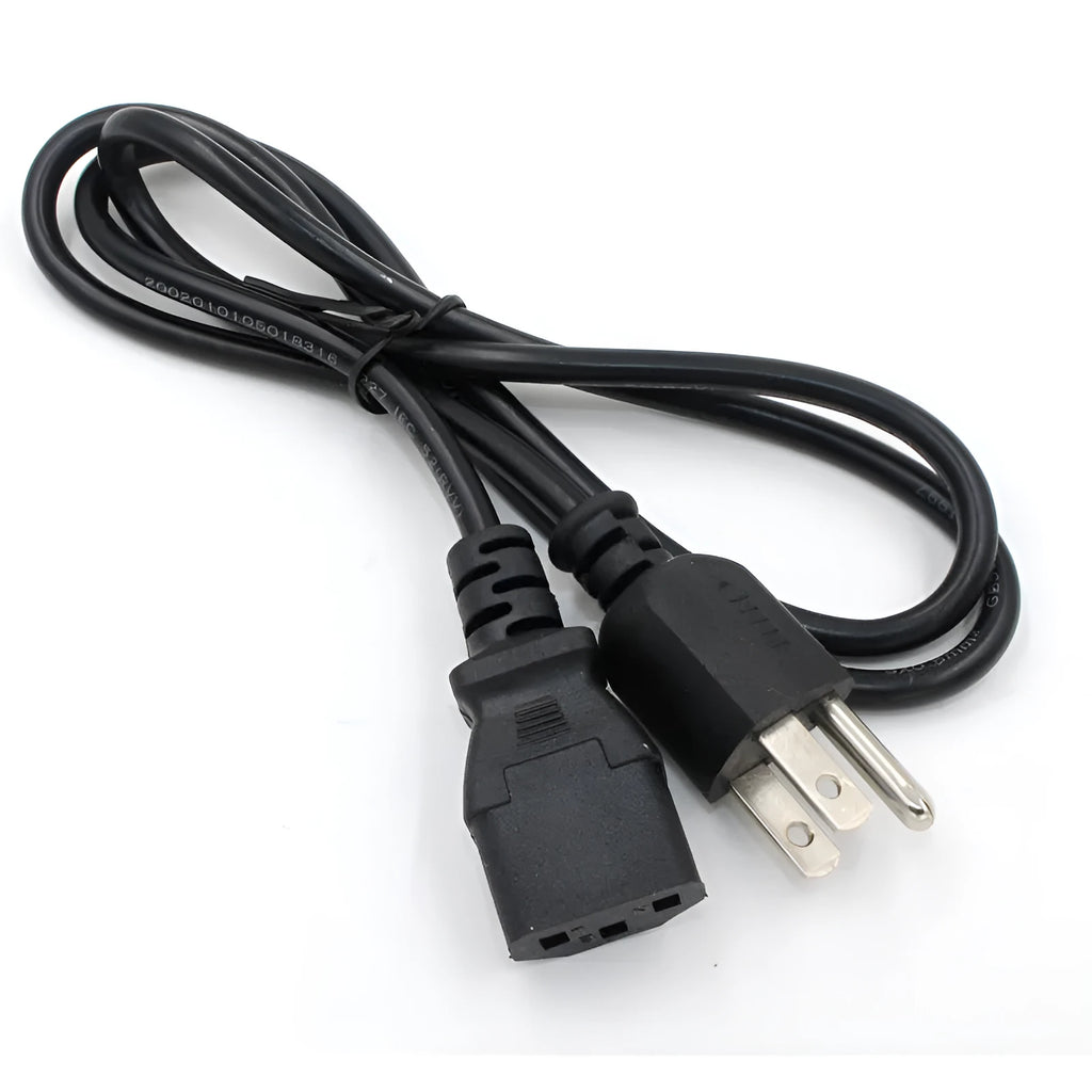 Black American plug power cord with 1.2 metre length and PVC sheath