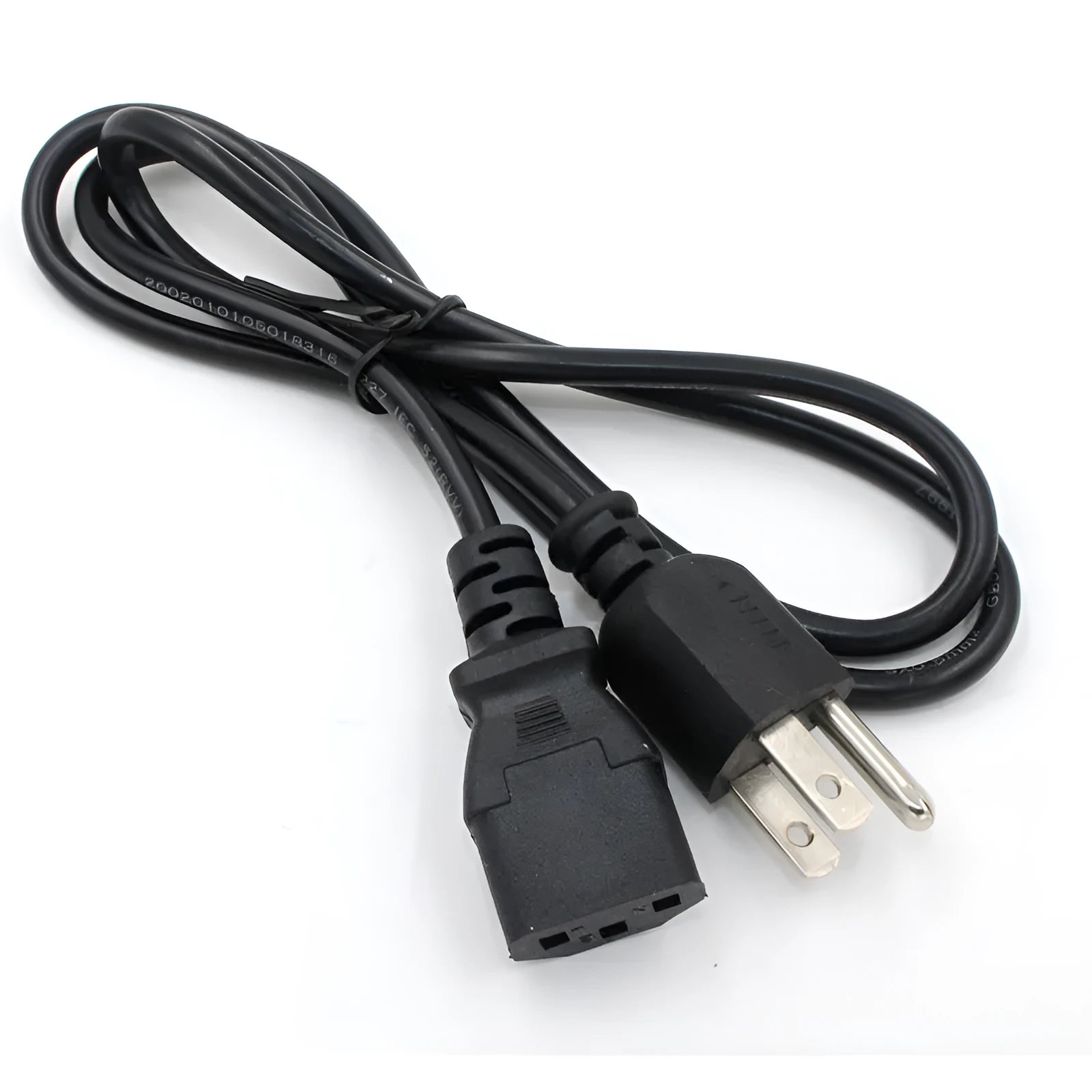 Black American plug power cord with 1.2 metre length and PVC sheath