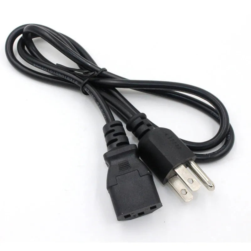 Black American plug power cord with 1.2 metre length and PVC sheath