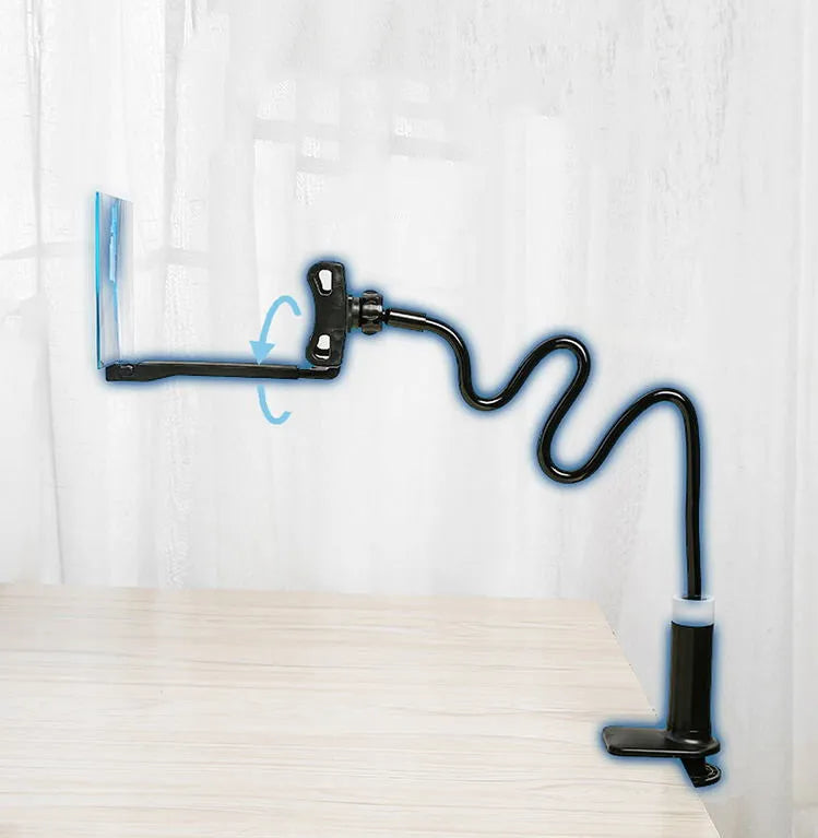 Black mobile phone screen amplifier with 12-inch acrylic display on adjustable folding bracket