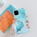 Frosty marble silicone phone case back cover with geometric pattern for iPhone models, available in multiple colours