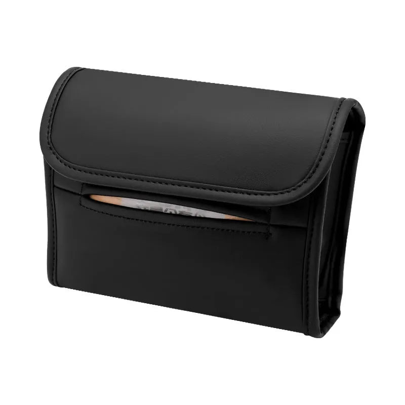 Leather car tissue box with elastic band mounting in five colour options