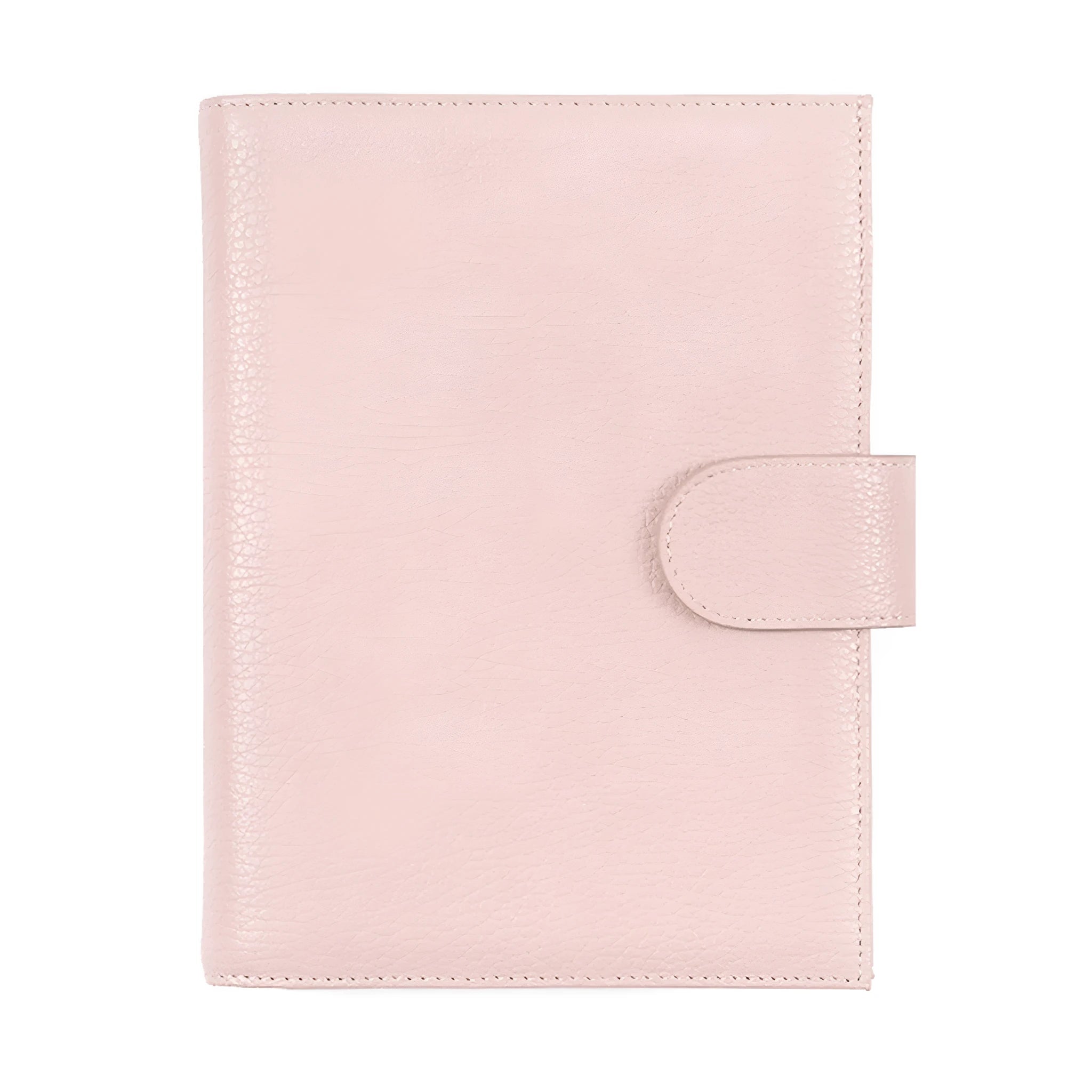 A6 loose-leaf diary with cowhide leather cover showing lychee pattern texture