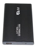 Metal hard disk enclosure with USB 3.0 cable, black, for 2.5 inch SATA drives