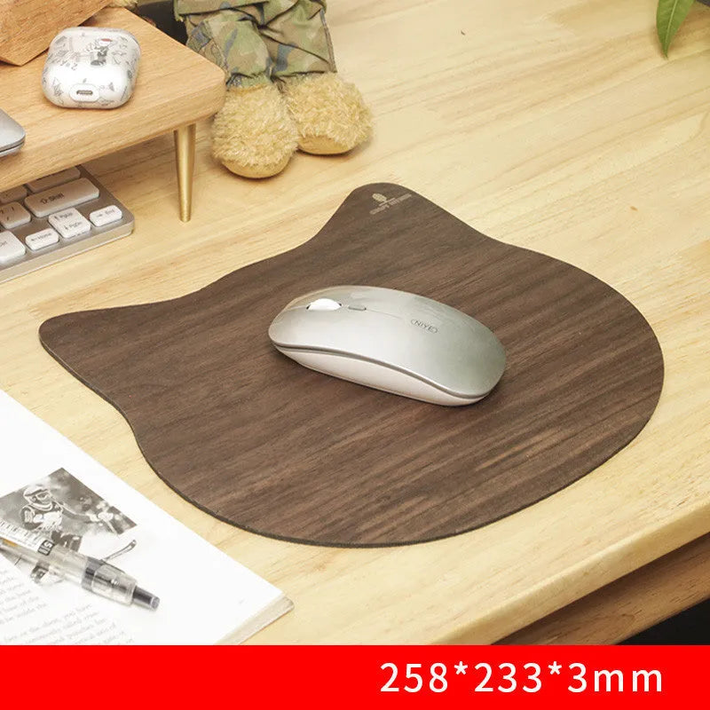 Extra large wooden mouse pad with natural rubber base on desk showing smooth surface