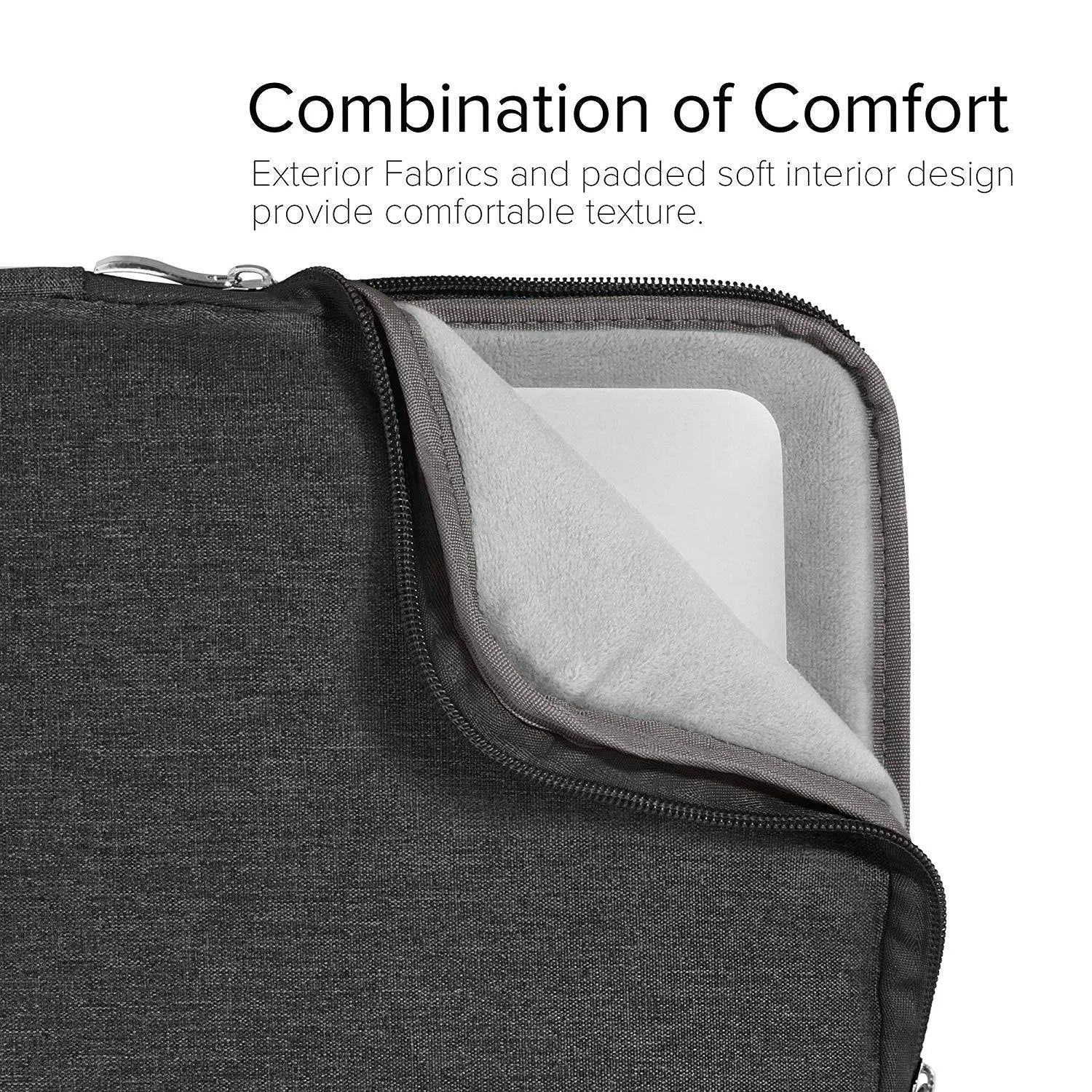 Grey canvas leather-style protective case for a Pro 12.9 tablet with a handbag design.