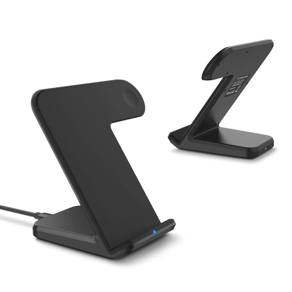 Black or white mobile phone wireless charger with silicone surface and Type-C cable