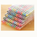 Set of 100 assorted colour gel pens with dual tip sizes, showing plastic barrels.