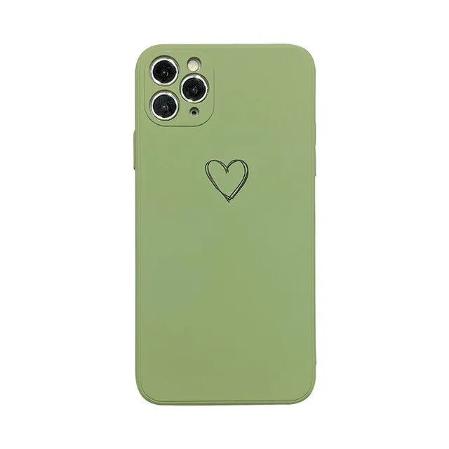 Silicone TPU phone case for Apple iPhone in solid colours black, green, pink, purple, red, white, grey, and light green.