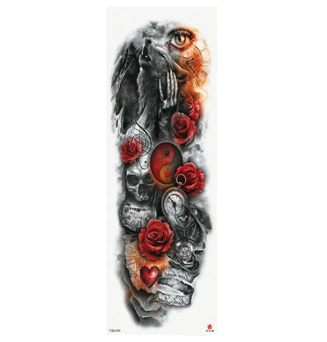 Full arm waterproof tattoo sticker 480x170mm with transfer process semi-manual production