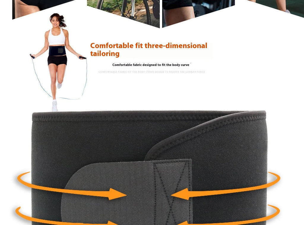 Neoprene fitness lumbar support belt for waist, shown in black colour.