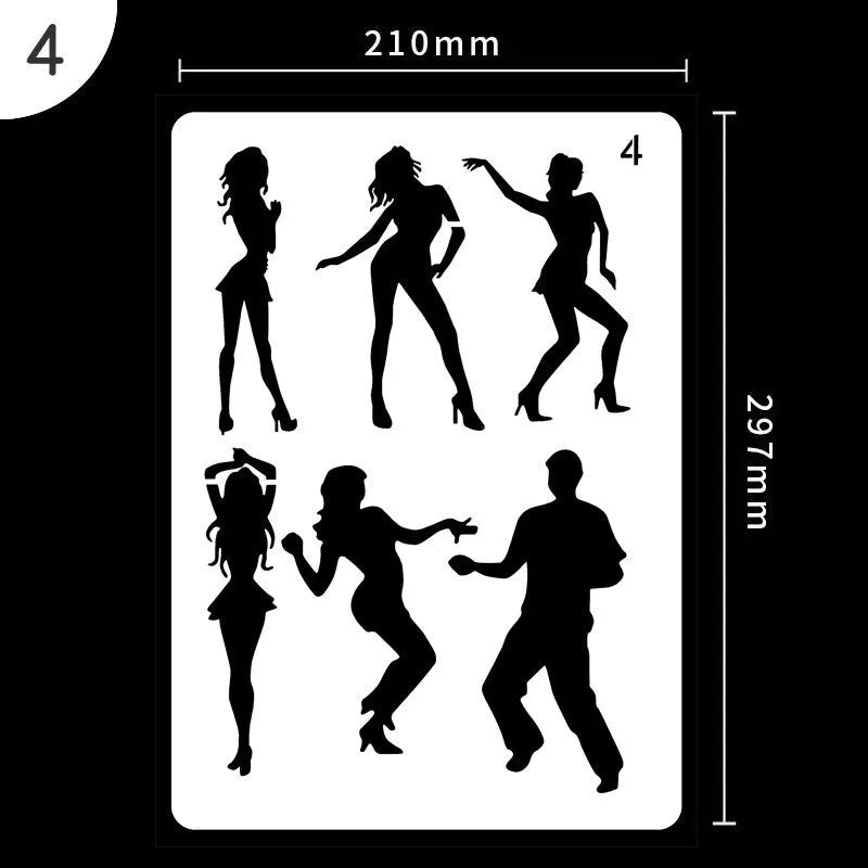 White plastic drawing stencil kit with reusable templates for art and craft designs