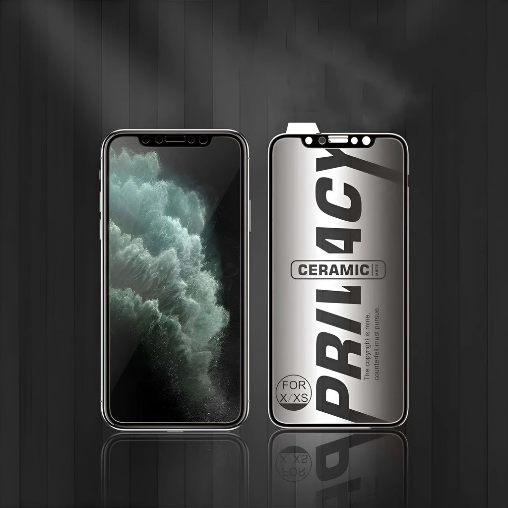 Ceramic matte anti-peep screen protector for iPhone showing narrow 30-degree viewing angle