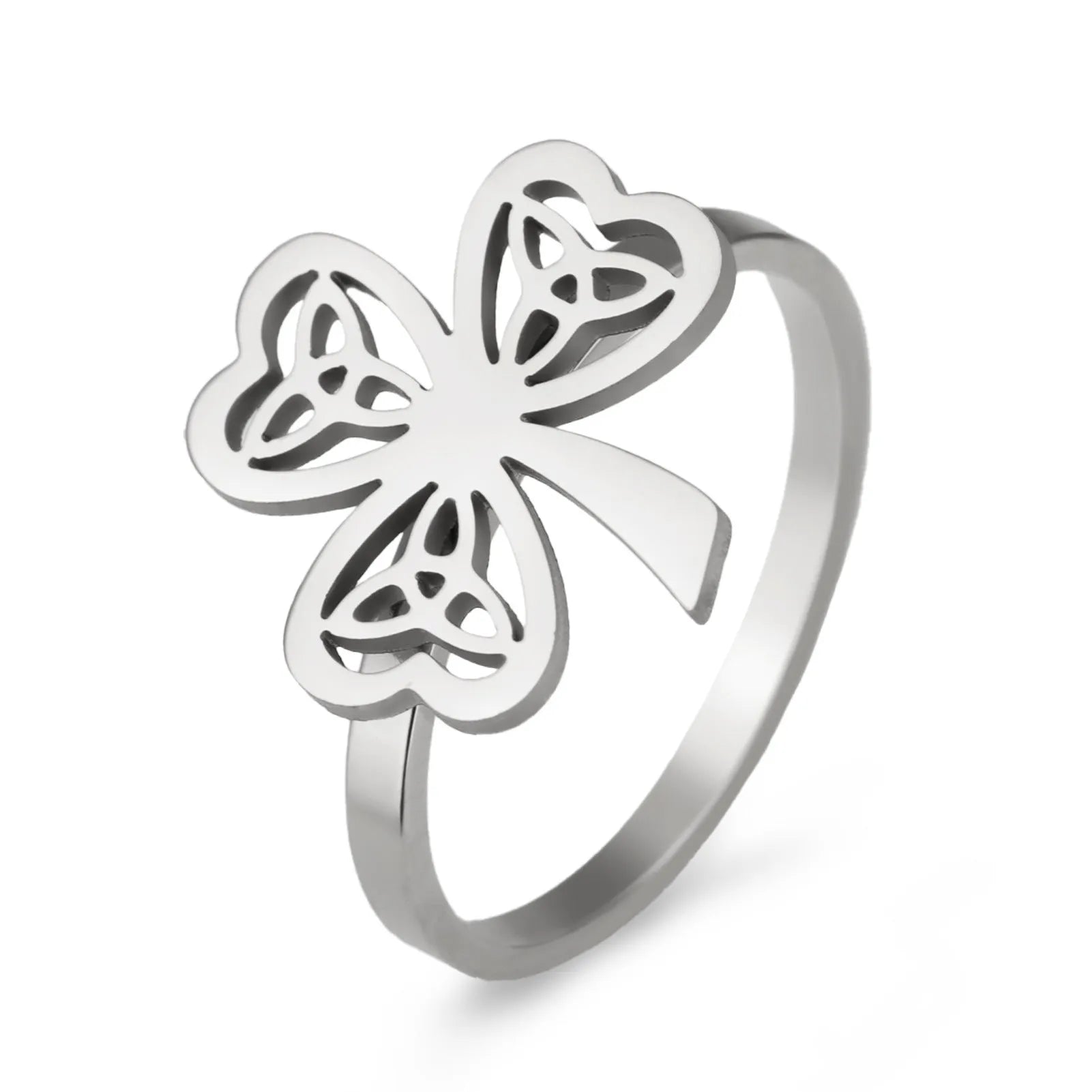 Stainless steel hollow ring in gold or steel colour with electroplated finish