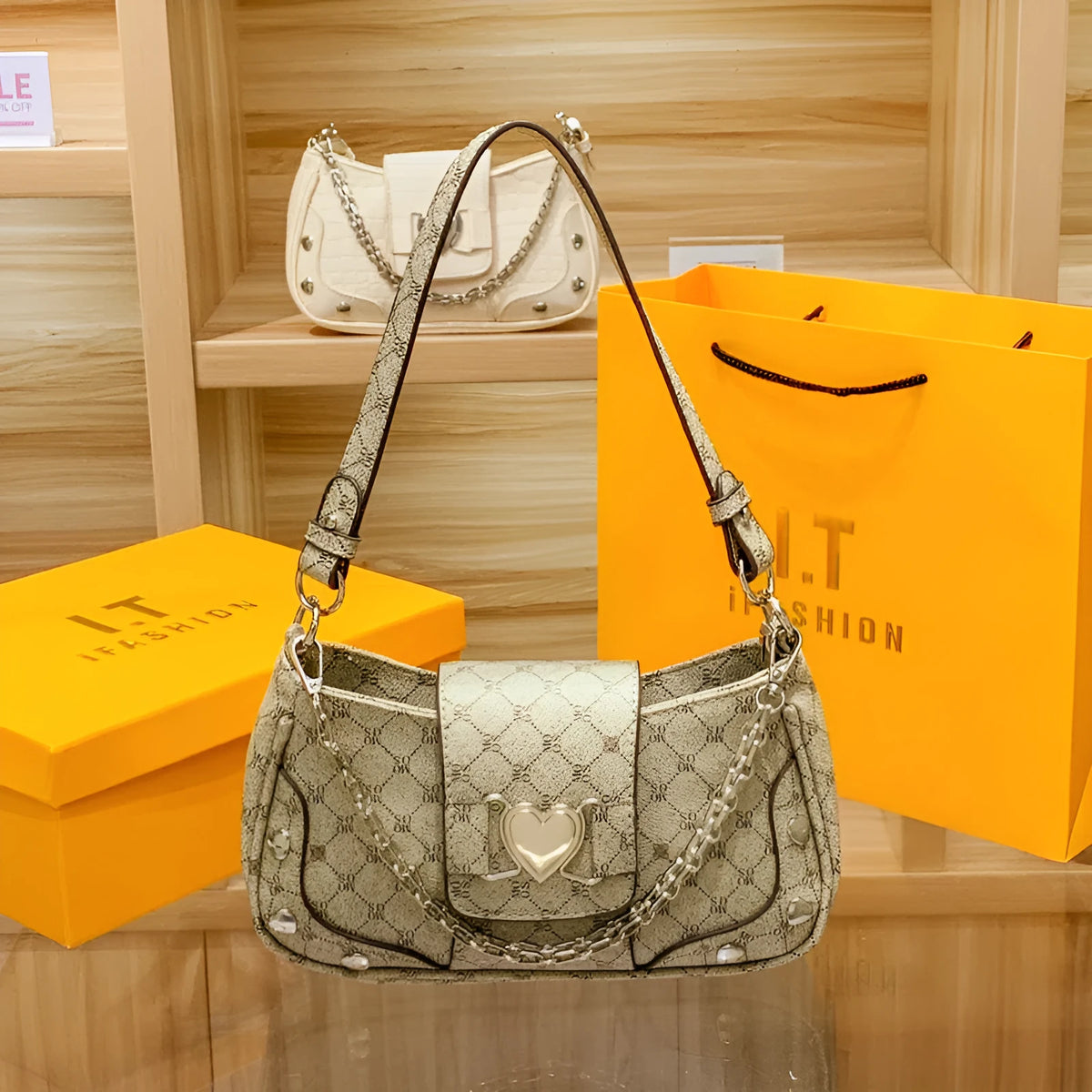 Caring Leisure soft PU shoulder crossbody bag, 24 cm × 7 cm × 13 cm, shown in available colours.