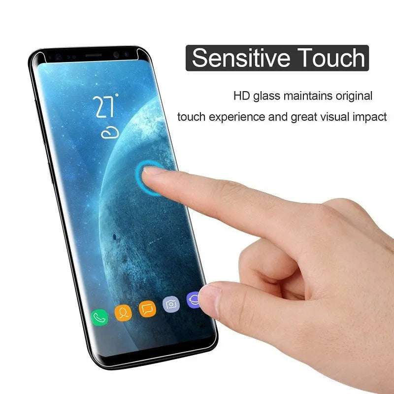 Tempered glass screen protector for Samsung Galaxy S8 S9 Note8 Note9 phones with anti-fingerprint coating