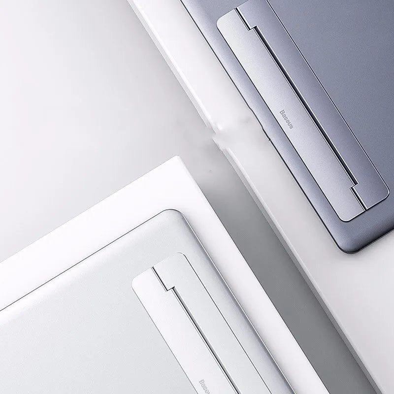 Foldable aluminium alloy computer stand, 227mm x 50mm x 3mm, in deep space grey or temperament silver.