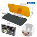 Car sun visor with anti-high beam goggles showing telescopic installation and adjustment buttons