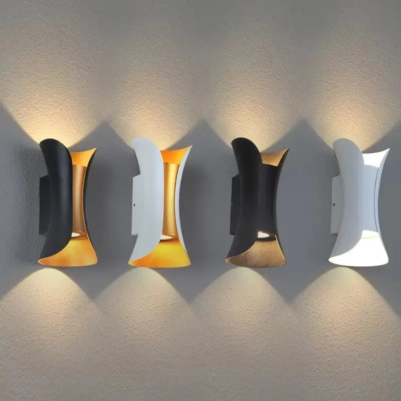 Outdoor wall lamp with aluminium shell in black, IP65 waterproof rating for corridor or stair use.