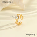 Geometric stainless steel open-mouth zircon ring for women in a silver tone.
