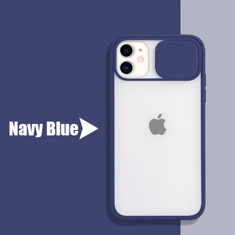Silicone iPhone case with frosted texture around camera lens in solid colour