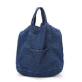 Canvas denim shipping bag large capacity tote bag women's shoulder bag with polyester lining Dark Blue
