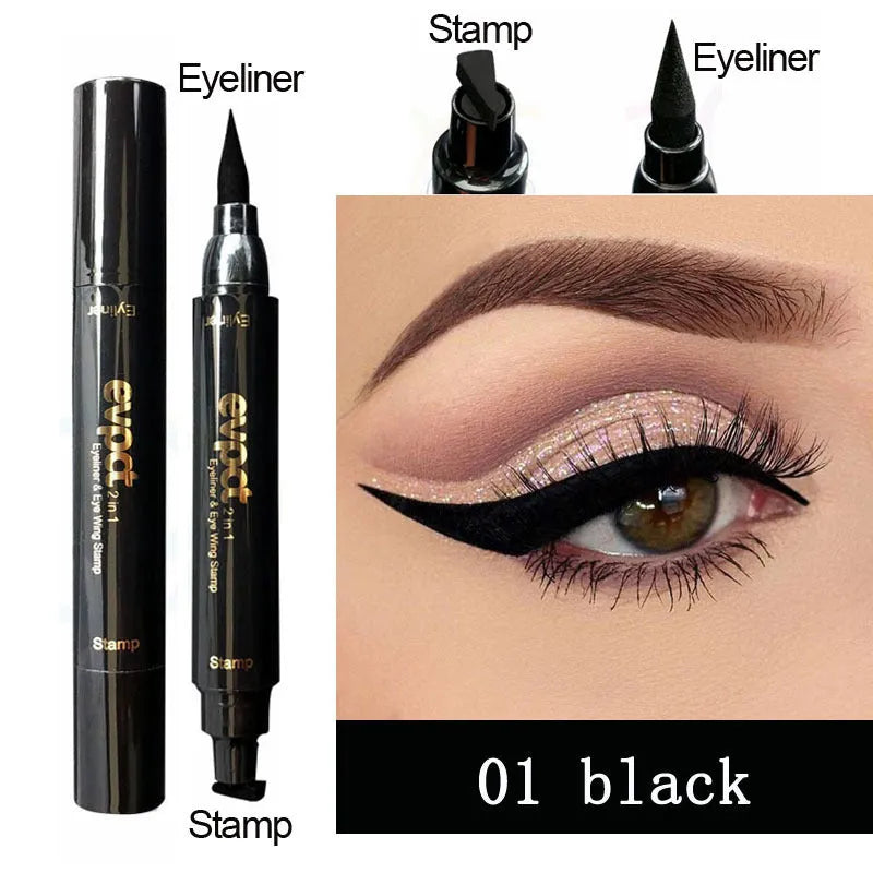 Evpct double colour seal eyeliner pen 15.5g in brown, green, pink, purple, blue, red, and black shades