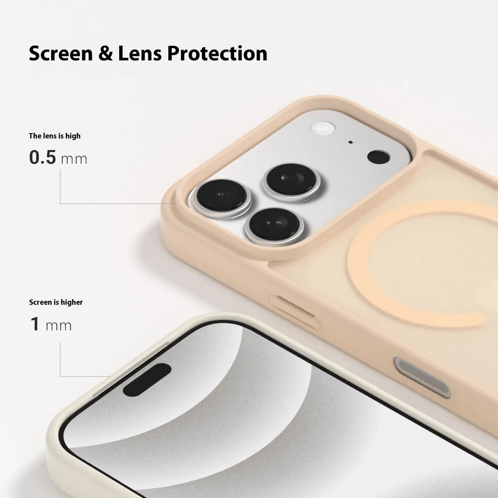 Frosted translucent magnetic phone case for iPhone showing anti-fingerprint finish and colour options black, white, gray, blue, purple