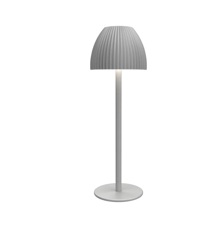 Modern dimmable night lamp with circular base in black or white colour options