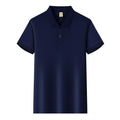 Short sleeve lapel business work top in Ice Silk fabric, available in eight colours, shown in black