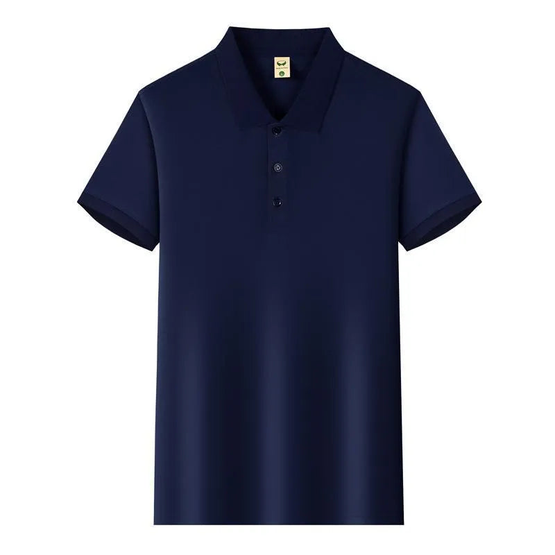 Short sleeve lapel business work top in Ice Silk fabric, available in eight colours, shown in black
