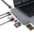Eight-interface computer card reader adapter for MacBook Pro with dual USB-C connectors