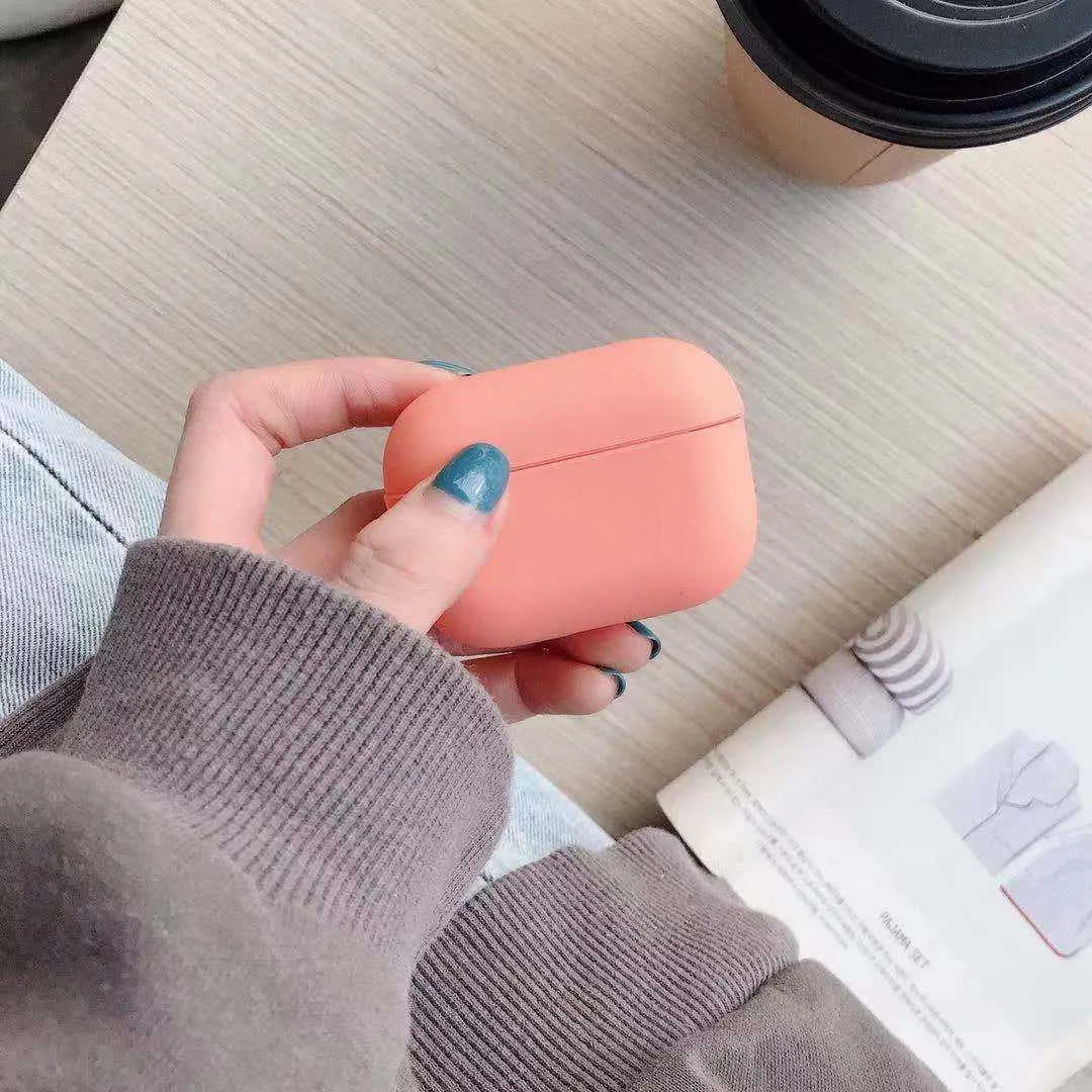 Plastic protective case for AirPods Pro earbuds shown in a selection of colours.