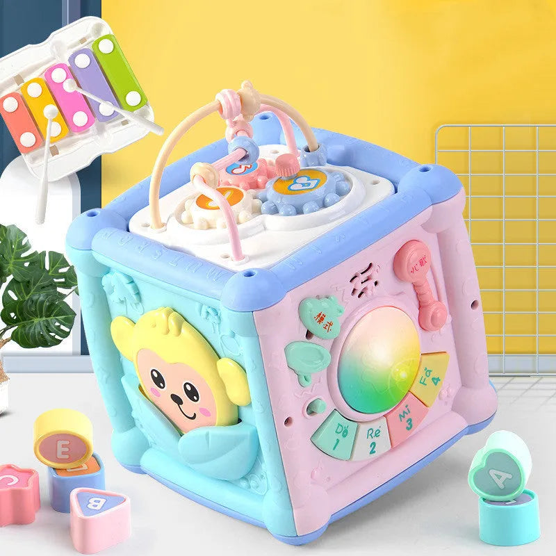 Building blocks cube drum baby early education toy with music and sound 15.5cm plastic toddlers